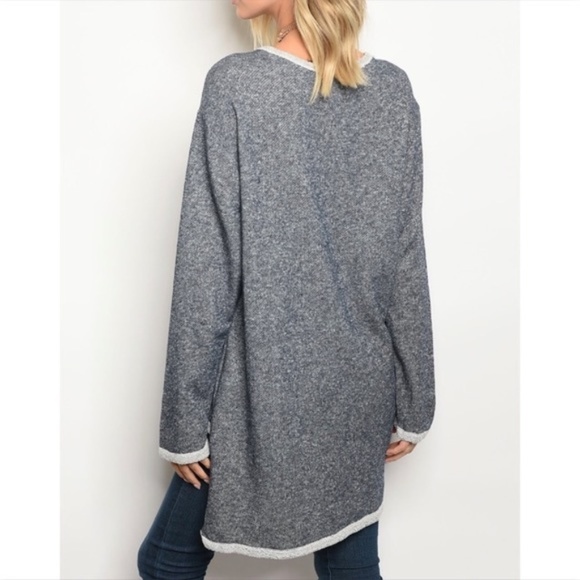 Navy Blue Speckled Choker Sweater - Picture 5 of 8